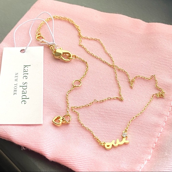 NWT Kate Spade Say Yes Gold Plated Oui Pendant Necklace - Picture 3 of 8